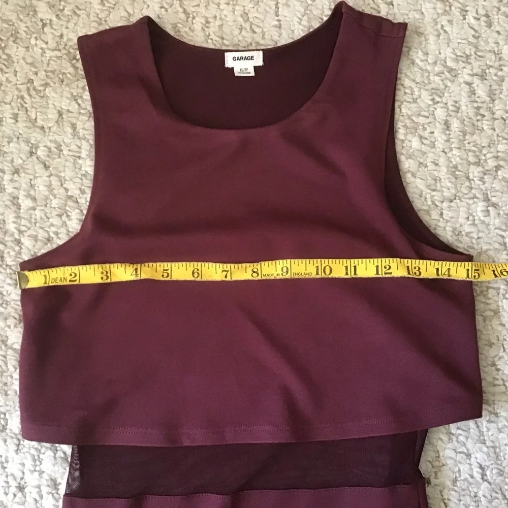 💥3/$10 Burgundy Dress with Sheer Mid-Section - Picture 3 of 7